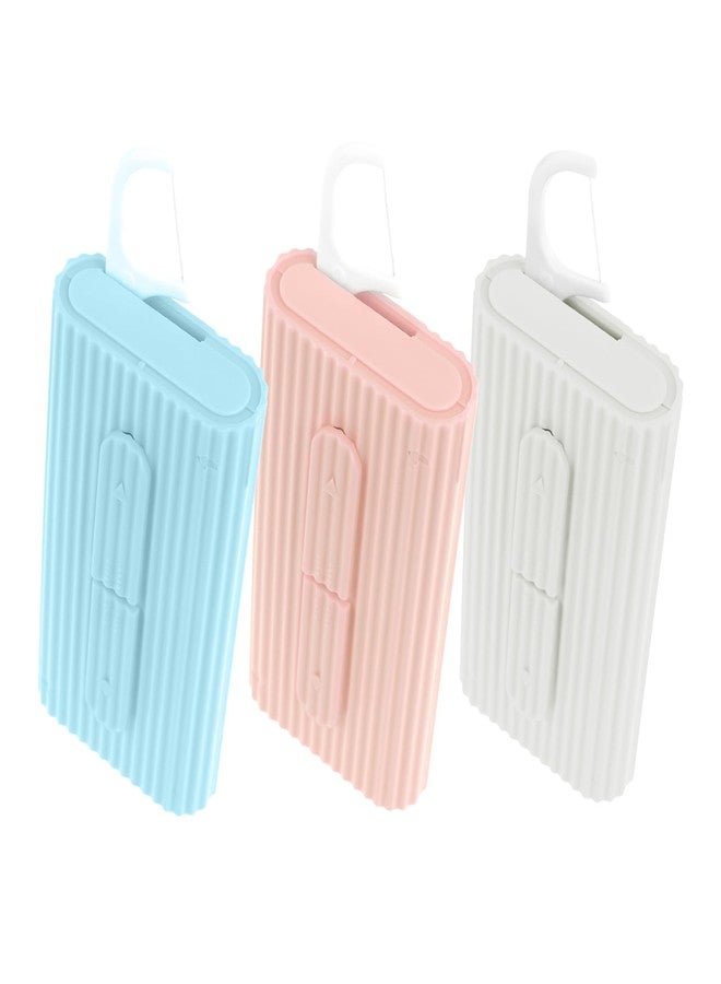 WLLHYF Portable Dental Floss Pick Organizer Travel Flosser Dispenser Storage Case Refillable Holder Boxes with 10 Floss Picks for Teeth Cleaning (White, Blue, Pink) - Image 1